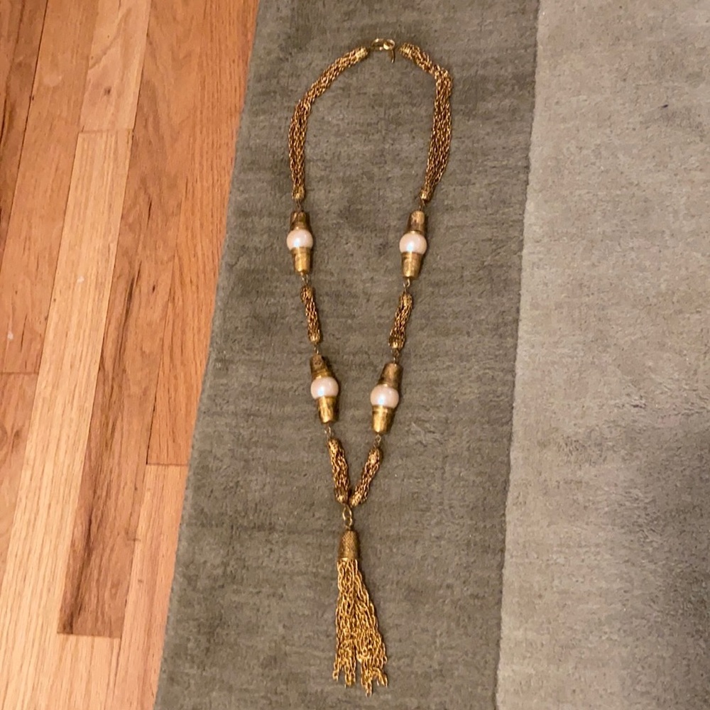 Vintage Moschino gold tassel necklace